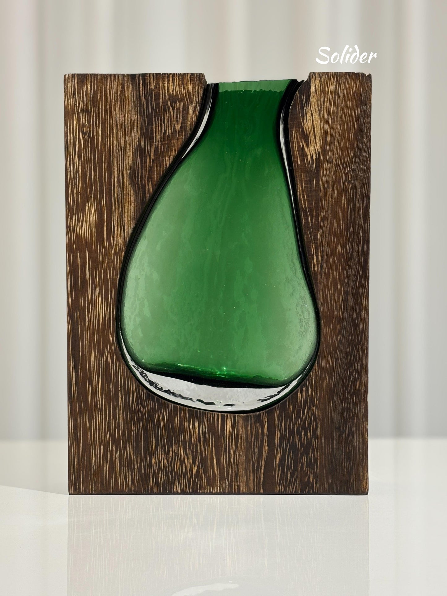 Glass and Wooden Vase