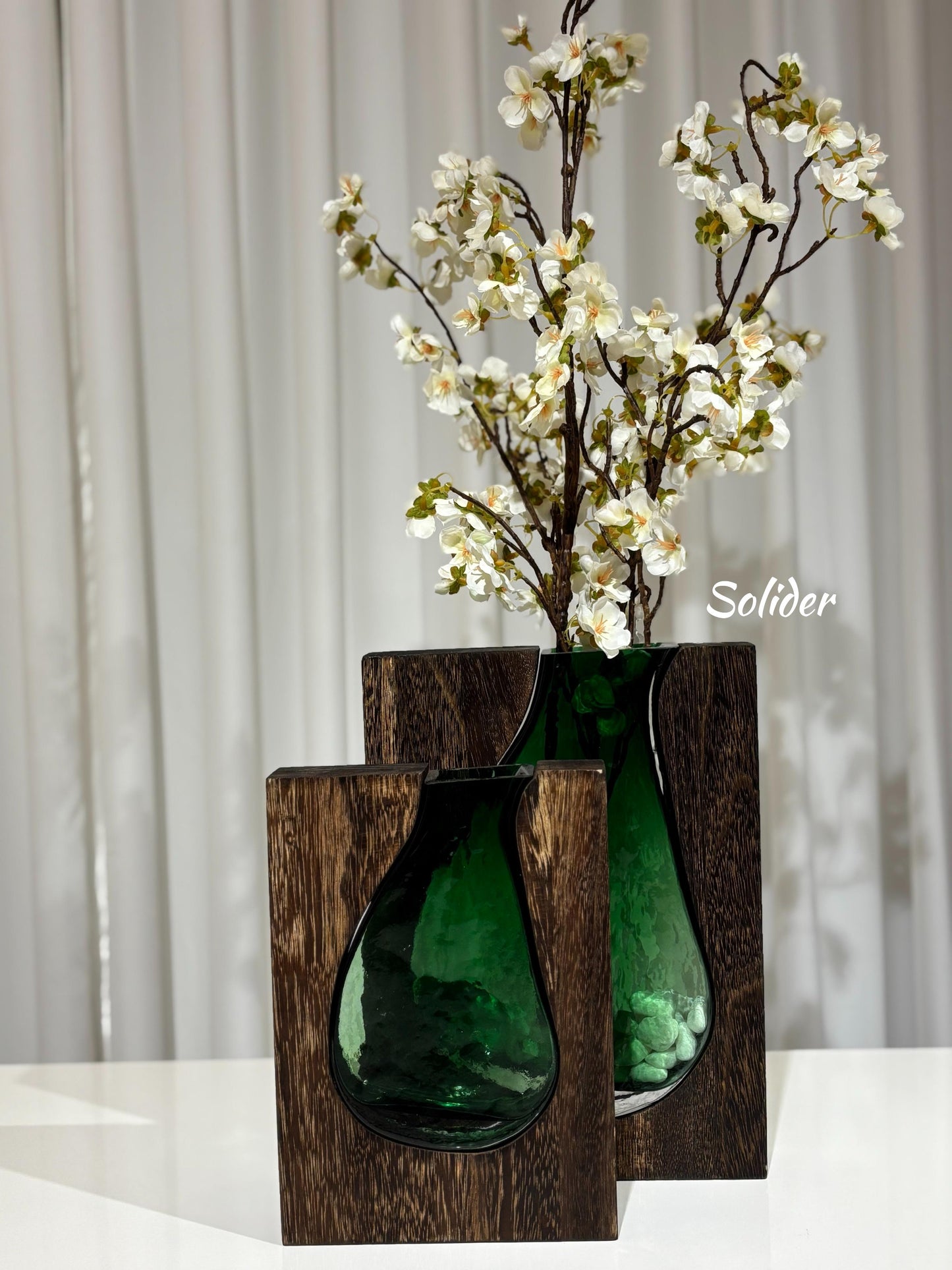 Glass and Wooden Vase